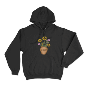 Greeen Vase And Flowers Unisex Hoodie Black
