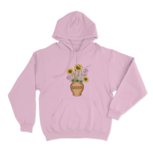 Greeen Vase And Flowers Unisex Hoodie Pink