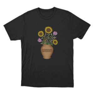 Greeen Vase And Flowers Unisex T Shirt Black