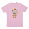 Greeen Vase And Flowers Unisex T Shirt Pink