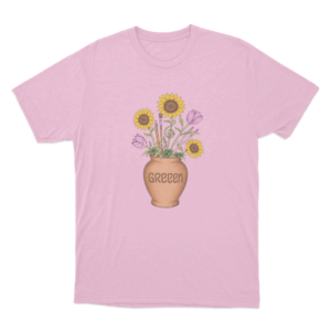 Greeen Vase And Flowers Unisex T Shirt Pink